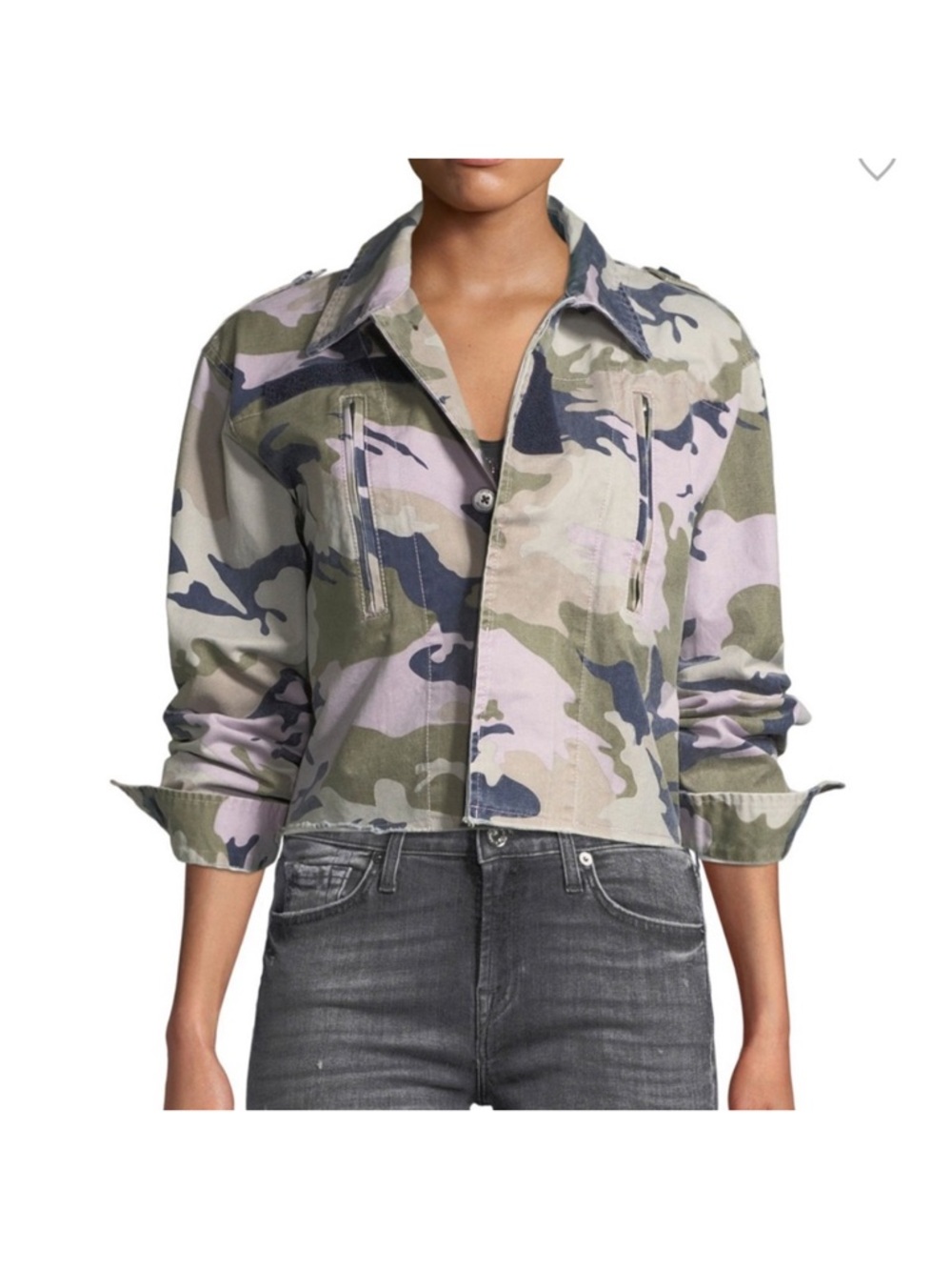 Zadig & Voltaire Cropped Camo Print Military Jacket in Lavender XS